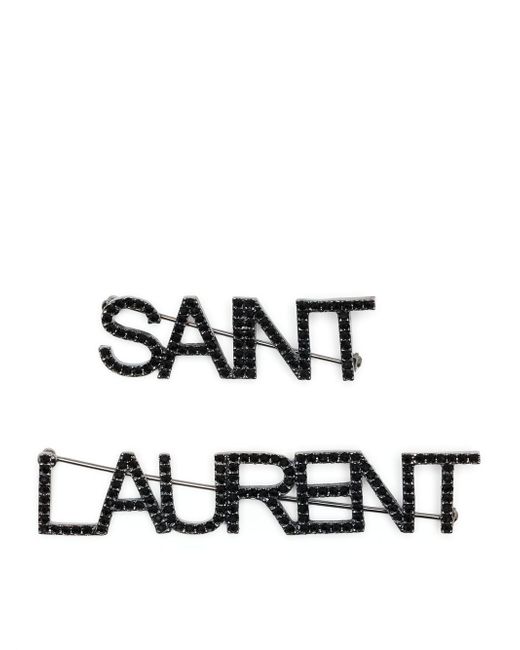 Saint Laurent gemstone logo brooch