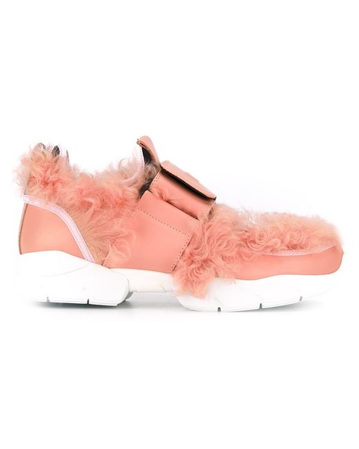 Msgm strap fur sneakers 37 Calf Leather/Sheep Skin/Shearling/Leather/rubber