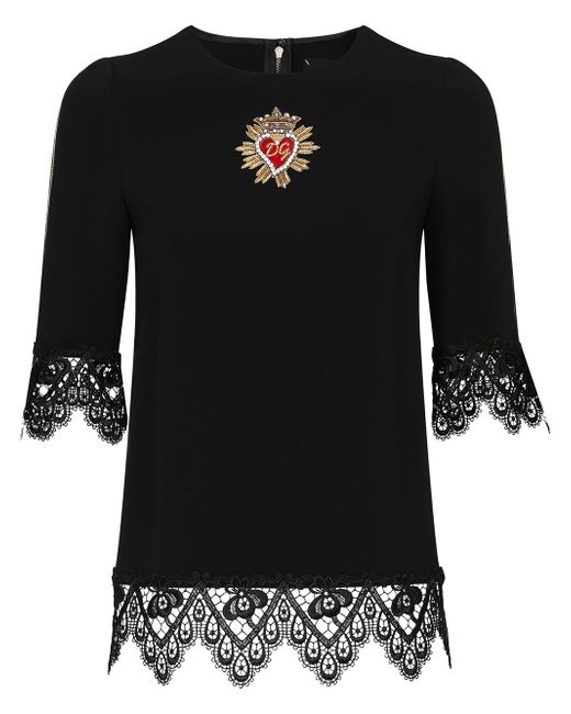Dolce & Gabbana Cady lace-trim blouse