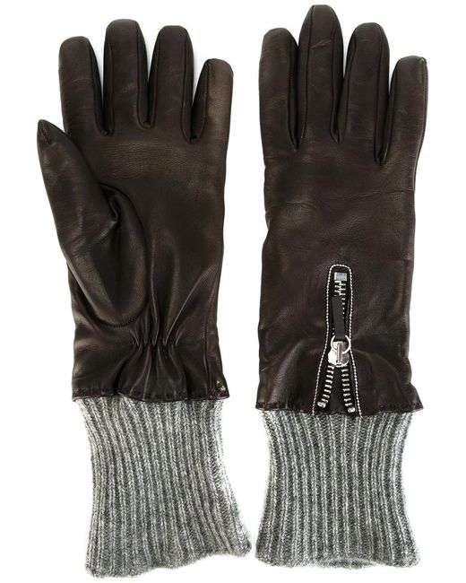 Fabiana Filippi ribbed trim gloves Medium Leather/Cashmere