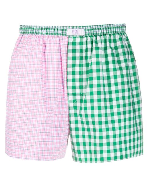 Erl checked panelled cotton boxers