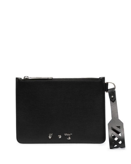 Off-White perforated strap zipped clutch