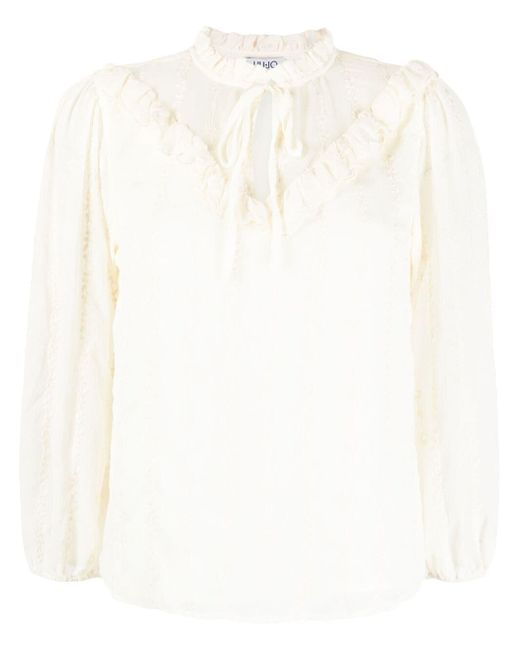 Liu •Jo ruffle-trim cotton blouse