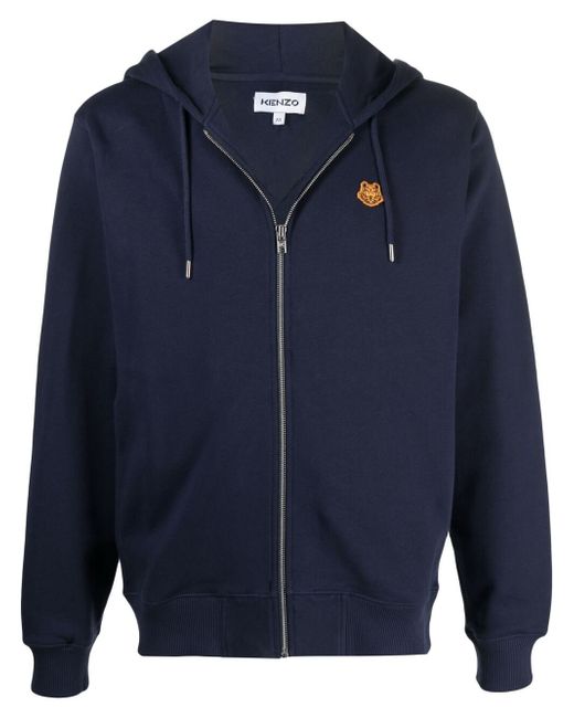 Kenzo logo-patch zip-up hoodie