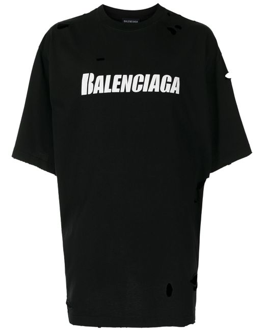 Balenciaga ripped oversize logo T-shirt