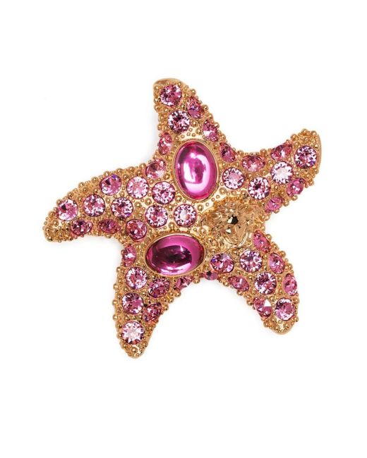 Versace crystal embellished starfish brooch