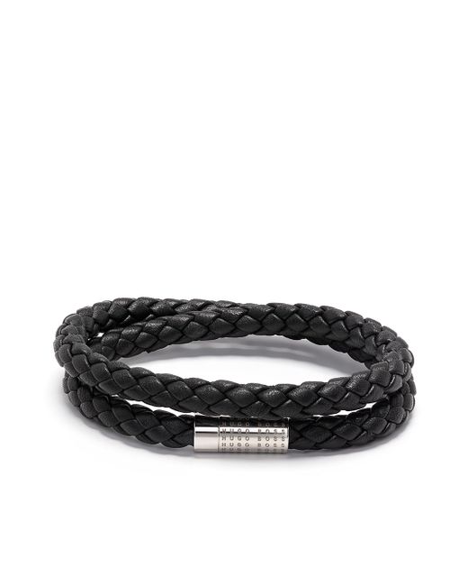 Boss logo clasp braided wrap bracelet