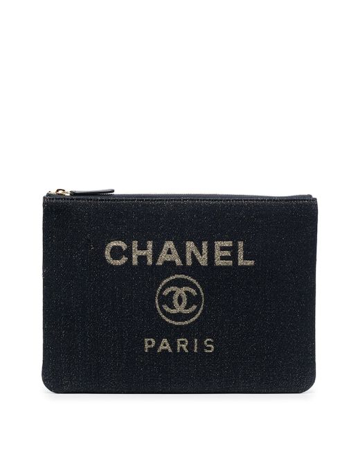 Chanel Pre-Owned Deauville logo-print clutch