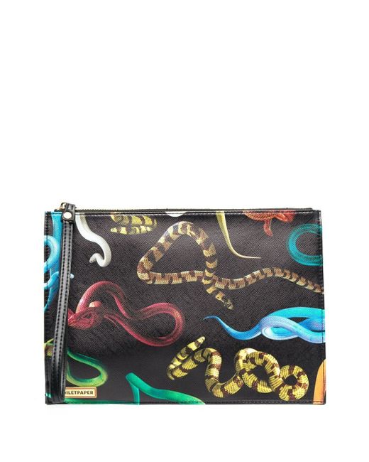 Seletti x TOILETPAPER snake-print clutch bag