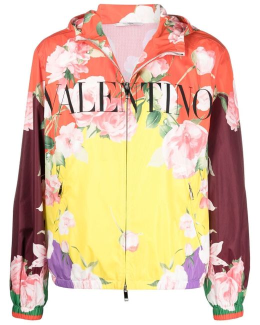 Valentino floral-print hooded jacket