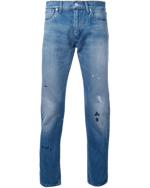 Bedwin & The Heartbreakers splattered slim fit jeans 1
