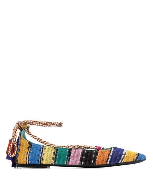 Missoni colour-block tassel-detail ballerina shoes