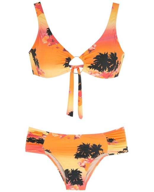 Amir Slama print Ilha de Hibiscus bikini set