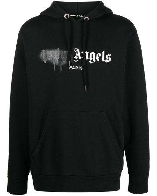 Palm Angels sprayed logo cotton hoodie