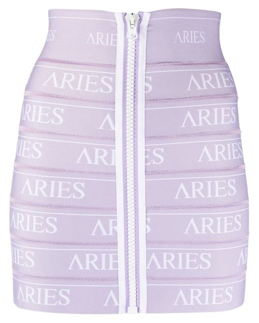 Aries high-waisted logo detail skirt