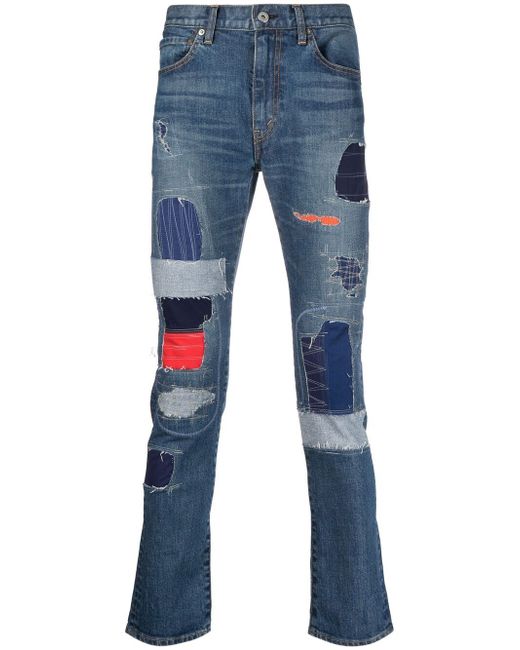 Junya Watanabe patchwork slim-fit jeans