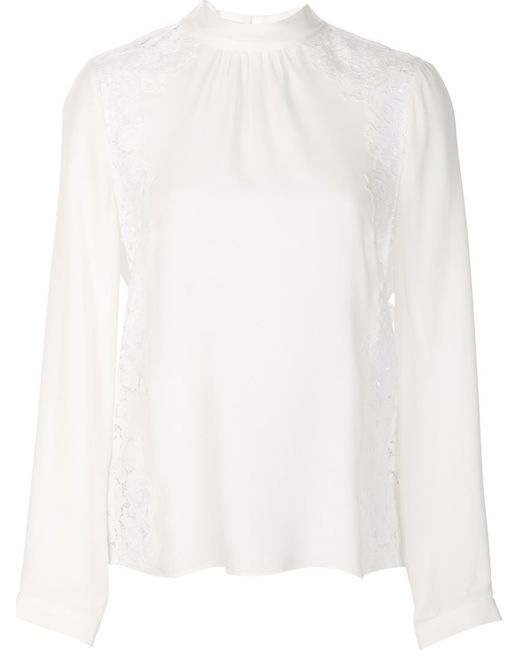 Rebecca Taylor lace inserts blouse 0 Silk