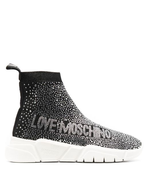Love Moschino crystal embellished logo sock-sneakers
