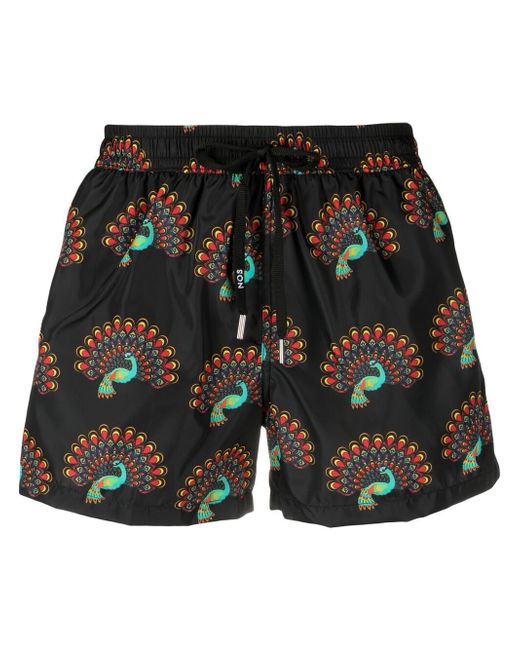 Nos Beachwear peacock print swim shorts