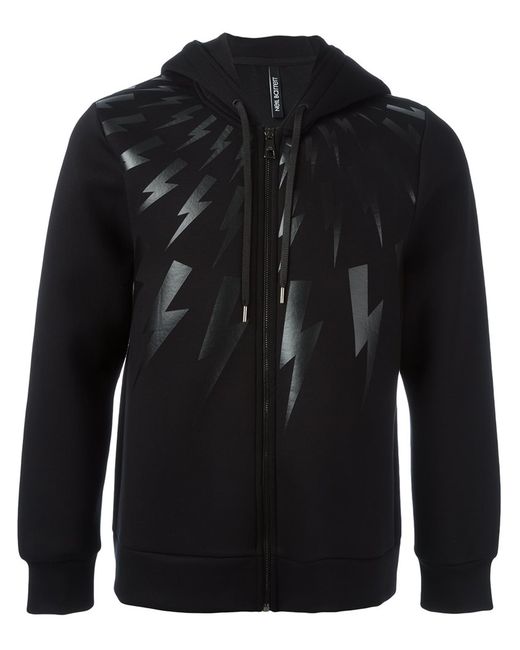 Neil Barrett lightning print hoodie Medium Cotton/Viscose/Spandex/Elastane/Lyocell