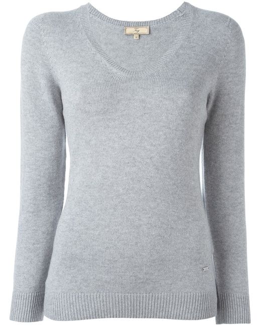 Fay ribbed cuffs V-neck pullover Small Wool/Cashmere/Viscose