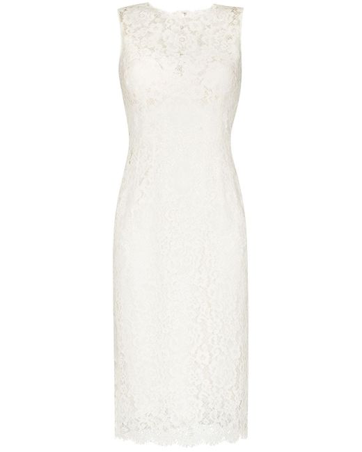 Dolce & Gabbana floral-lace sleeveless midi dress