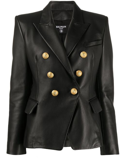 Balmain buttoned leather jacket