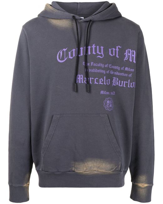 Marcelo Burlon County Of Milan logo-print bleached effect hoodie
