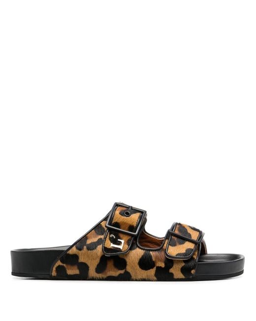 L' Autre Chose leopard-print calf hair sandals