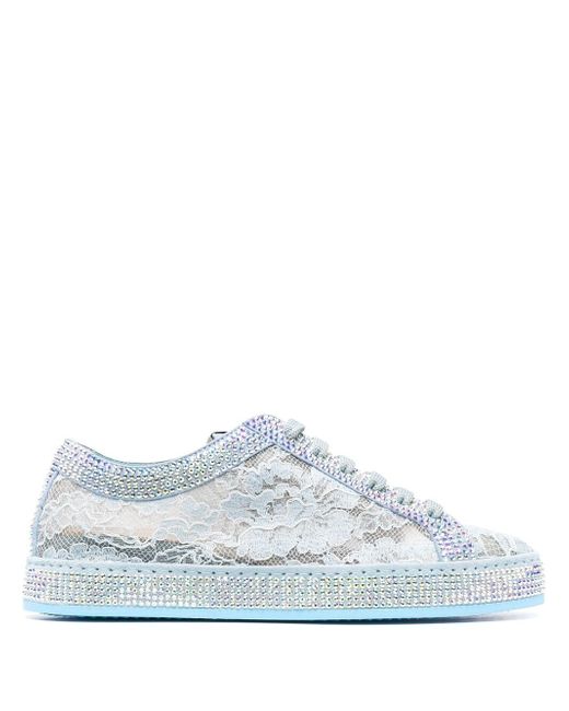 Le Silla Claire embellished floral-lace sneakers