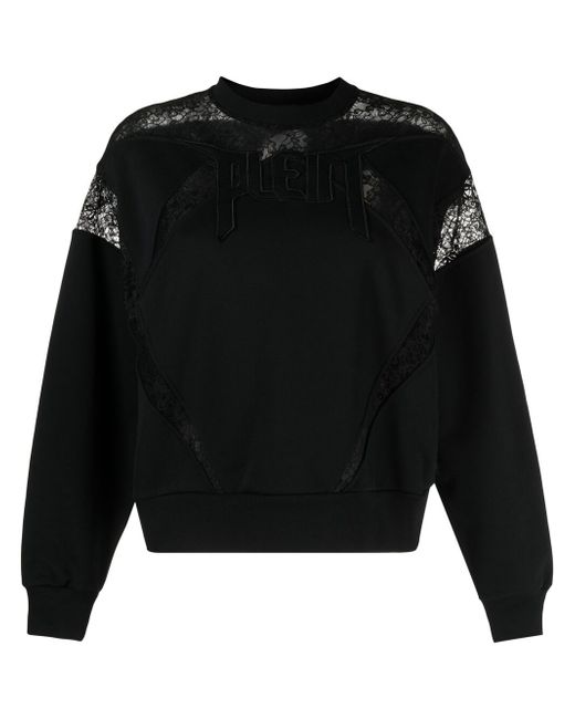Philipp Plein lace-panelled logo sweatshirt