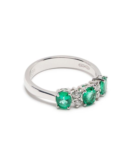 Leo Pizzo 18kt white gold diamond emerald Eternity band ring