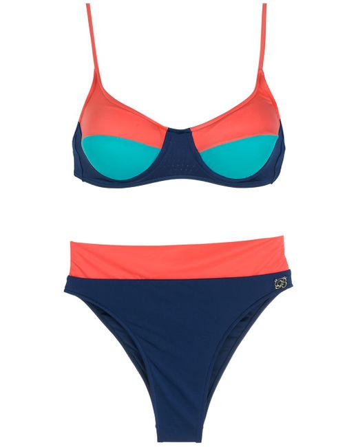 Brigitte colour-block high-waist bikini set