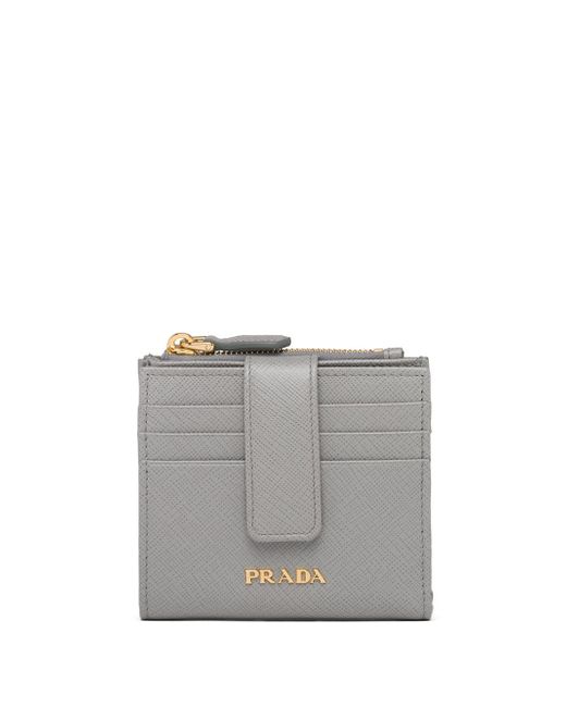 Prada logo-lettering compact wallet