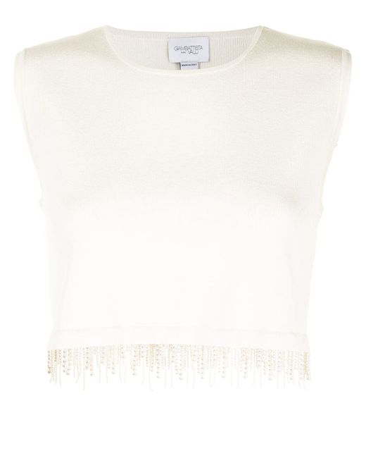 Giambattista Valli pearl-embellished cropped knitted top