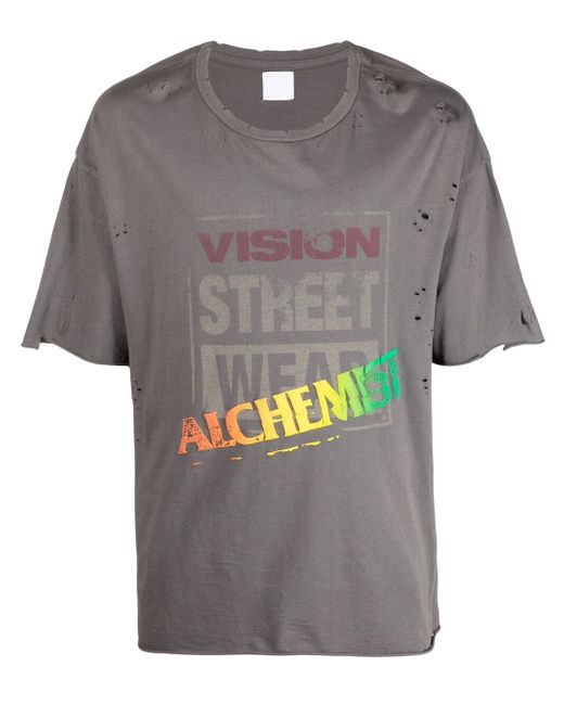 Alchemist logo-print distressed-effect T-shirt