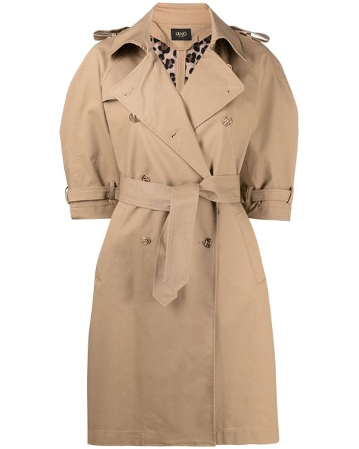 Liu •Jo three quarter-sleeves belted trench coat