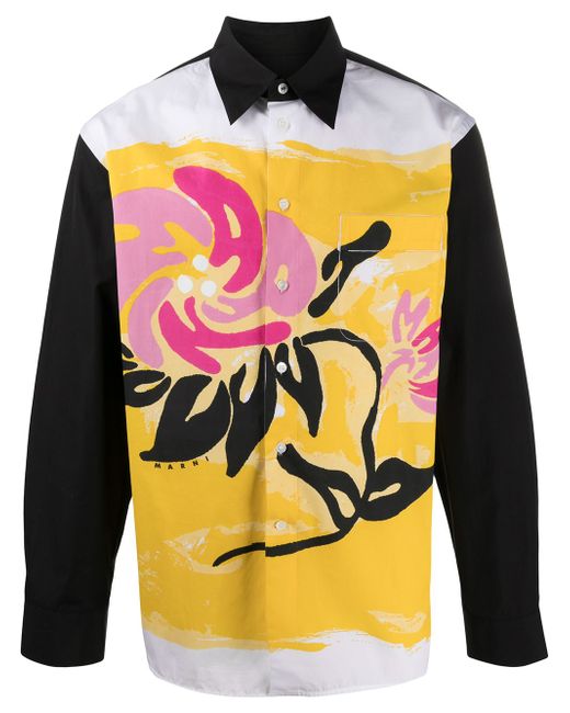 Marni floral-print panelled shirt