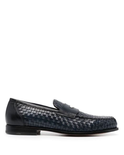 Santoni woven leather loafers