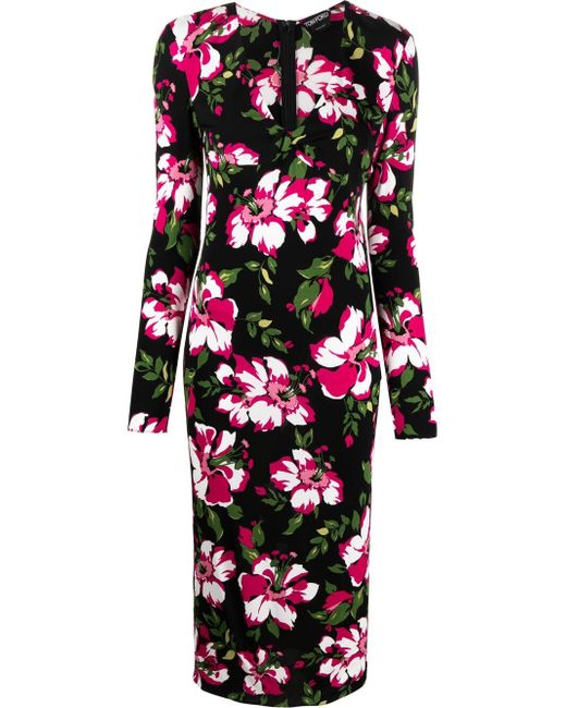 Tom Ford floral-print mid-length dress