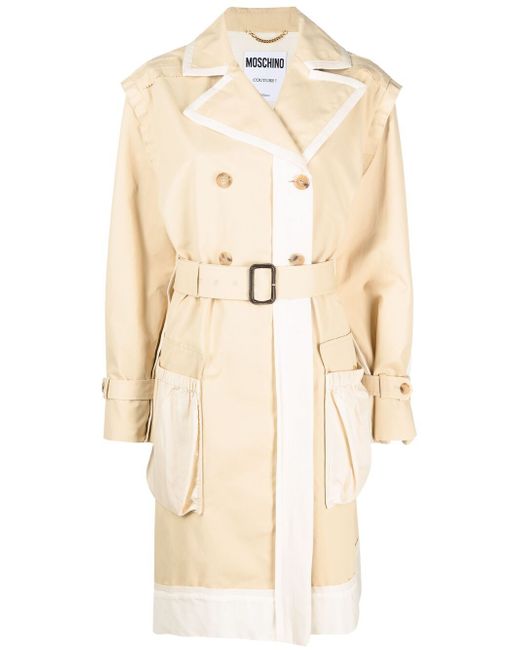 Moschino contrast-trim trench coat
