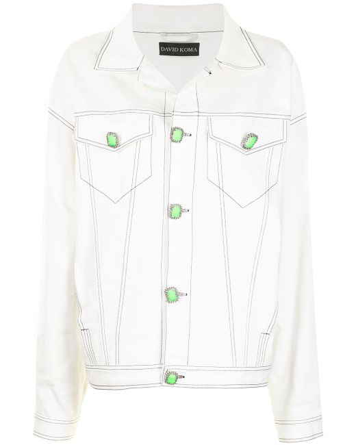 David Koma topstitch-detail oversized denim jacket