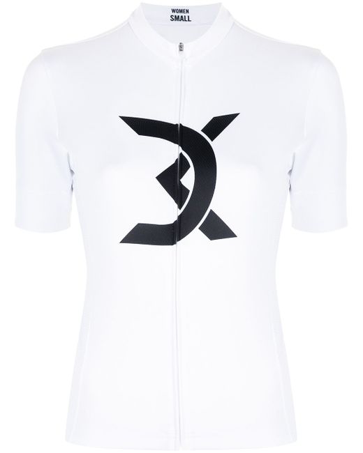 David Koma logo short-sleeve zipped top