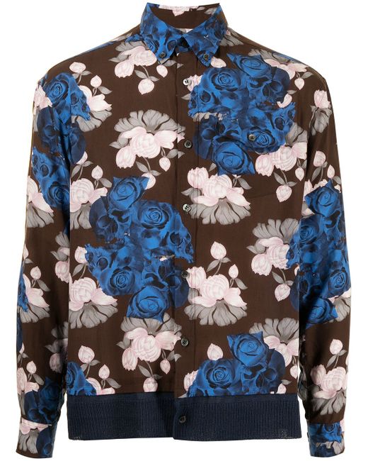 Undercover floral-print contrast-panel shirt