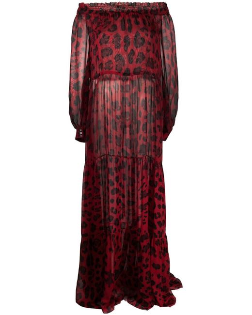 Philipp Plein leopard-print off-shoulder dress