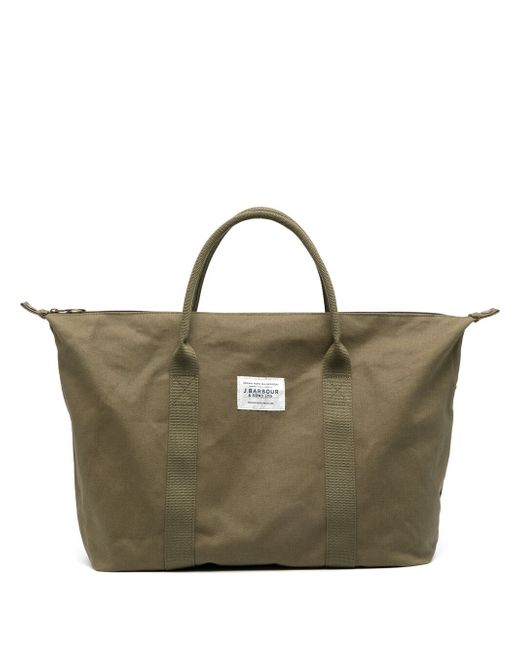 Barbour logo-patch tote