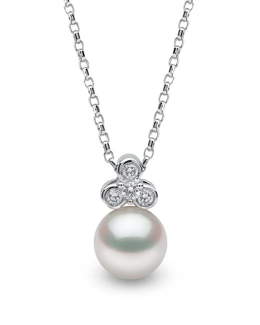Yoko London 18kt white gold Trend freshwater pearl and diamond pendant necklace