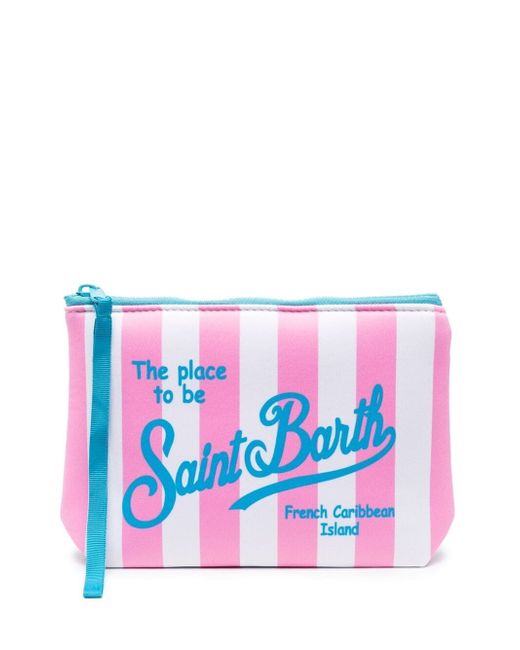 Mc2 Saint Barth Tina logo-print striped clutch bag