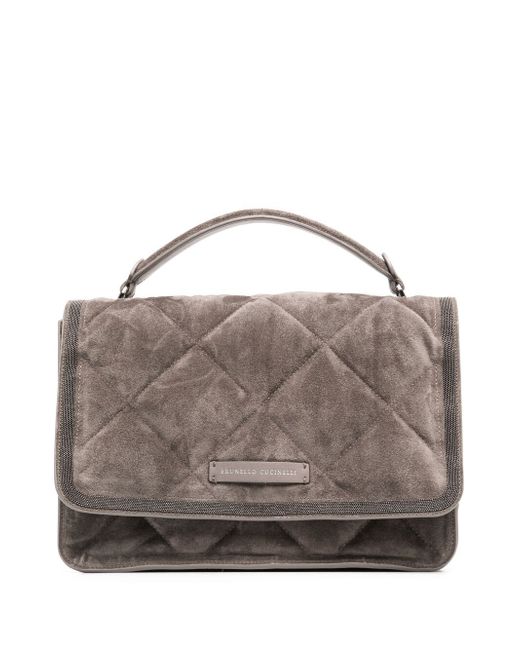 Brunello Cucinelli quilted flap tote bag