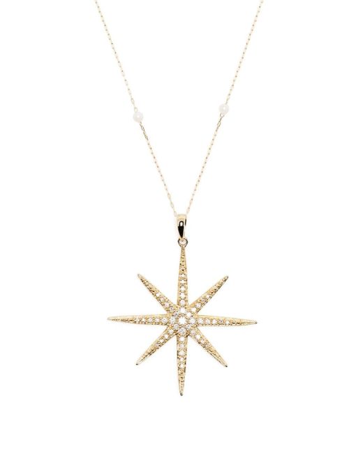 Mizuki 14kt yellow star diamond pearl chain necklace